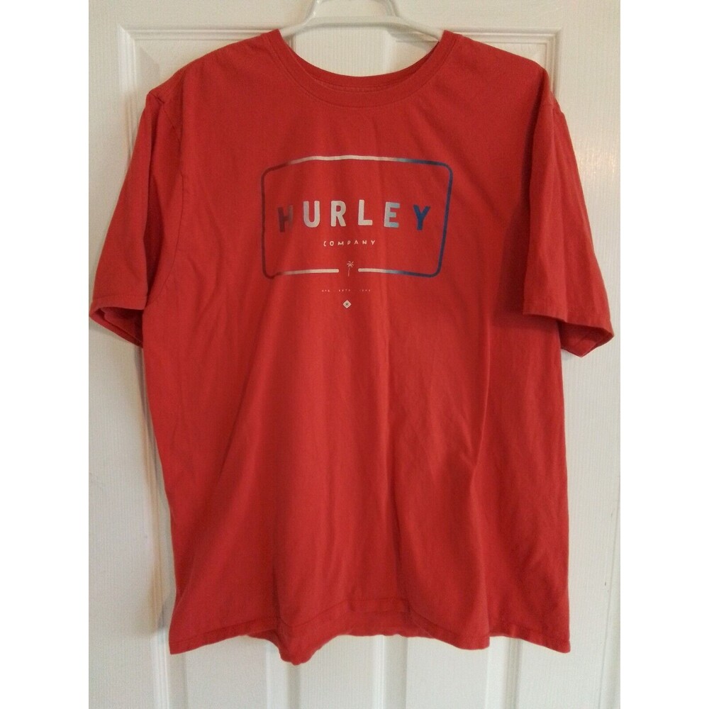 Hurley Mens Red Graphic Logo Short Sleeve T Shirt Size XL Crew Neck Tagless